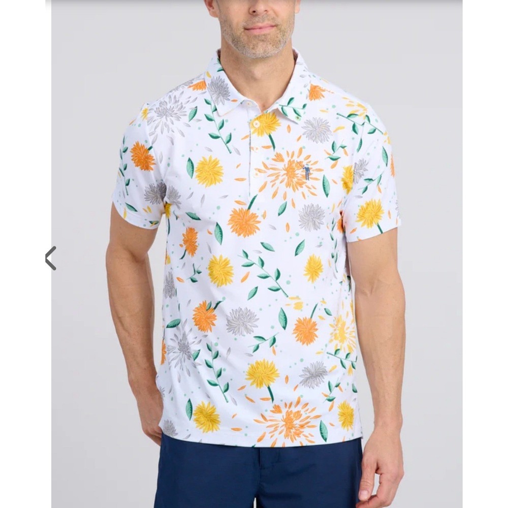 William Murray Golf Shirt Polo Beep Beep Print XL White Polyester NWT MSRP $88